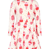 Long Sleeve Waisted Dress | Cherry Ice Cream Cherry