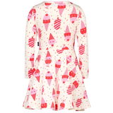 Long Sleeve Waisted Dress | Cherry Ice Cream Cherry