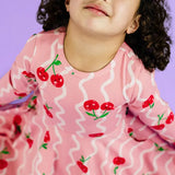 Long Sleeve Waisted Dress | Cherry Squiggle