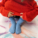 Cotton Slub Chunky Rib Socks | Duck Egg