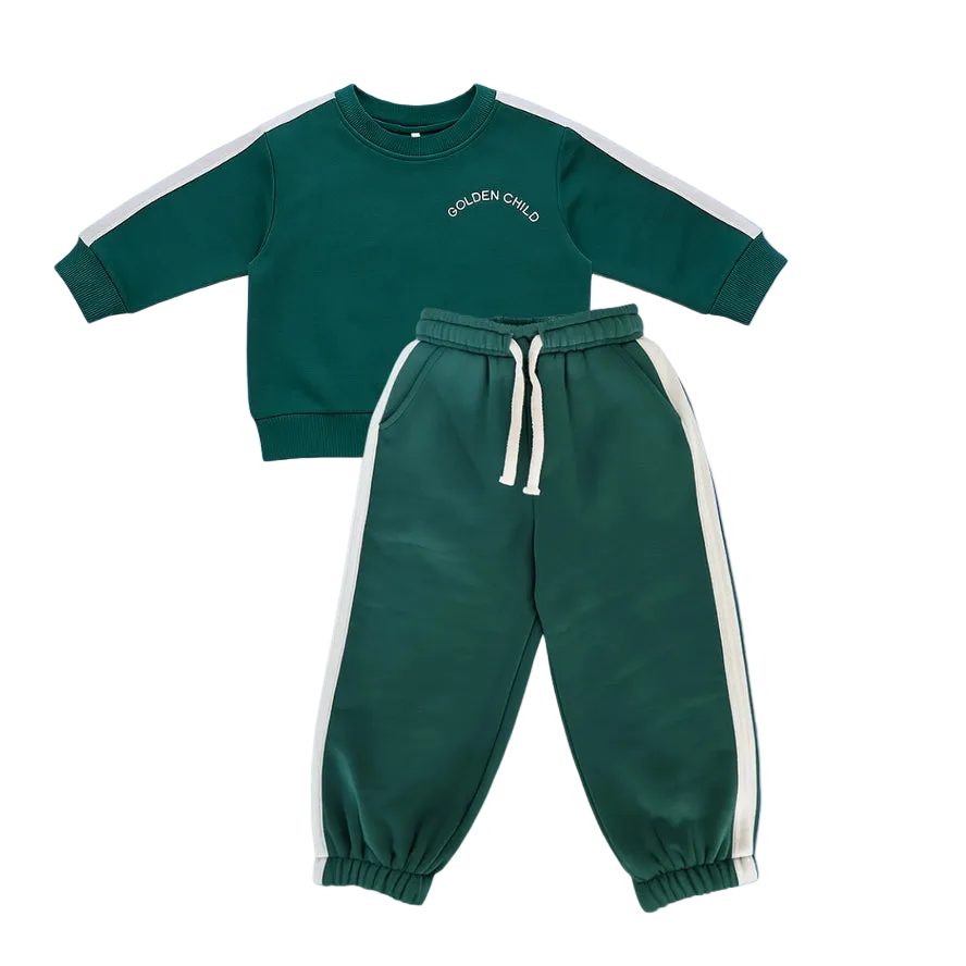 Golden Child Green tracksuit with white stripes 