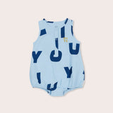 Take Notes Bubble Romper | Ice Blue