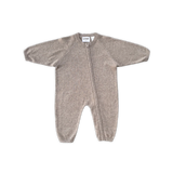 Organic Speckle Knit Zipper Starsuit | Oatmilk