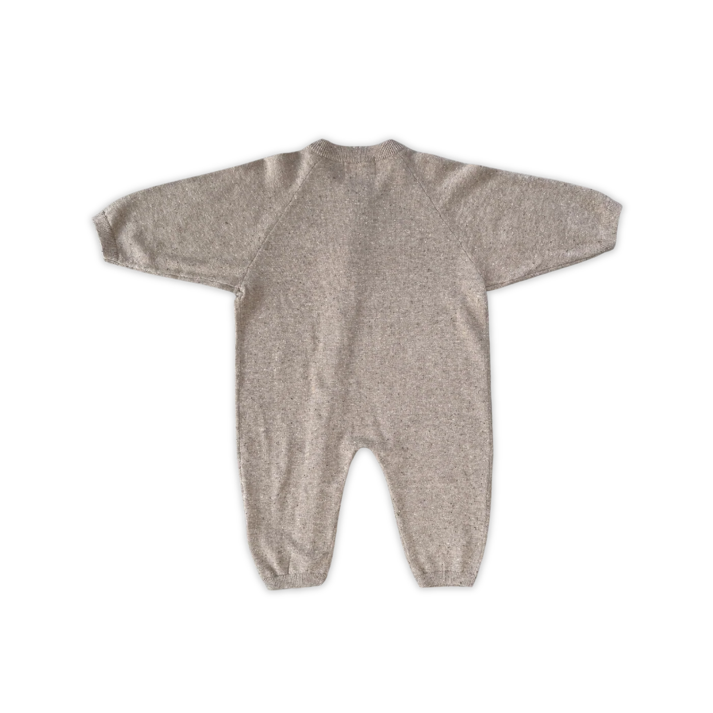 Organic Speckle Knit Zipper Starsuit | Oatmilk