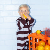 Organic Stripe Zipper Knit Starsuit | Plum & Haze