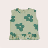 Petal Boxy Frill Singlet | Tea Green