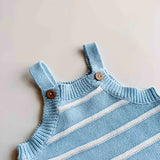 Raised Stripe Button Romper | Arctic