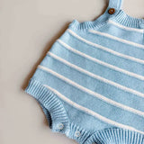 Raised Stripe Button Romper | Arctic