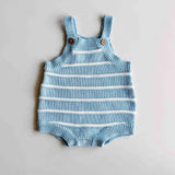 Raised Stripe Button Romper | Arctic