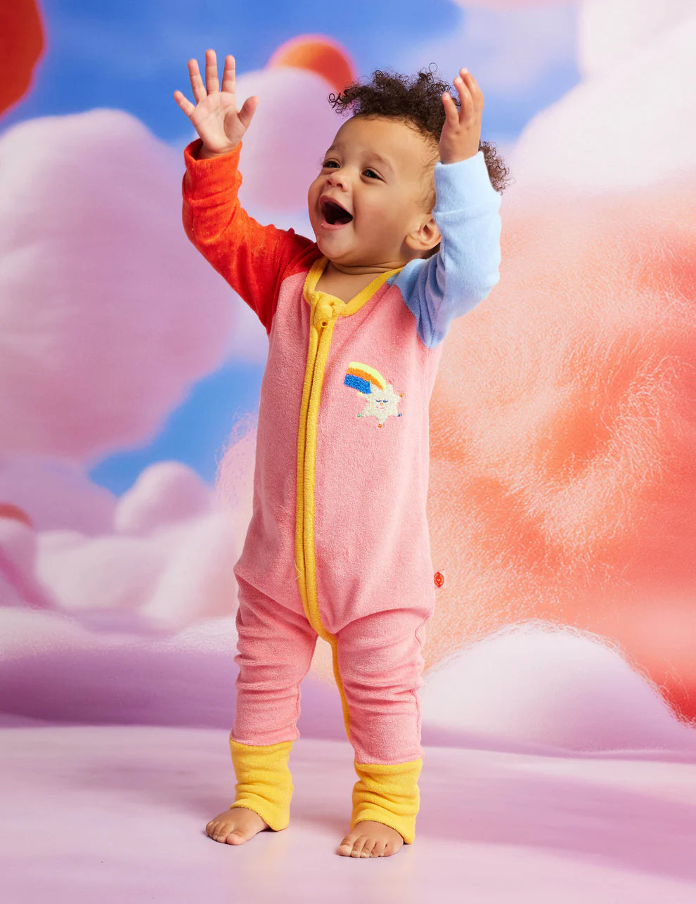Long Sleeve Romper | Star Pink Terry
