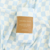 Wavy Baby Checked Organic Cotton Baby Swaddle | Ocean